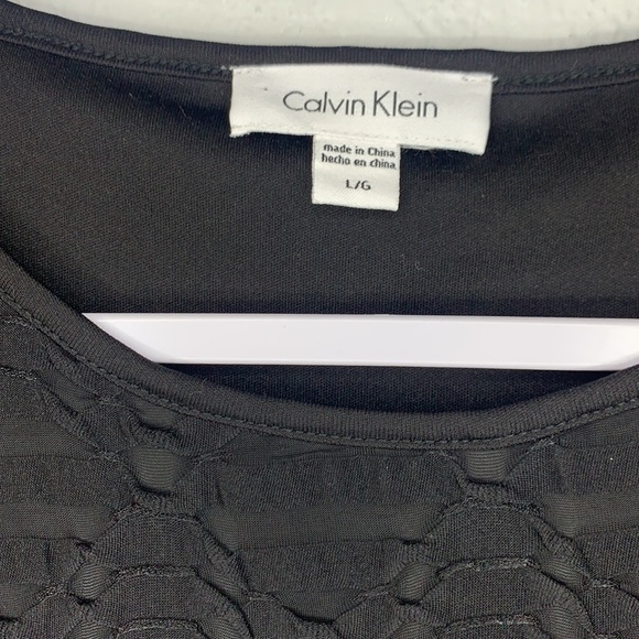 Calvin Klein Black Scoop Neck Stretch Textured Short Sleeve Shirt sz L - Picture 10 of 13